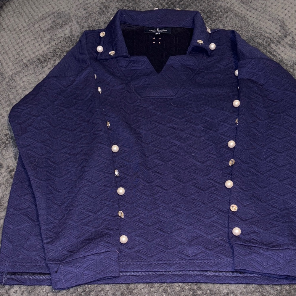 Simply Southern Dark Blue Textured Top